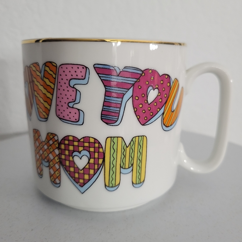Love You Mom Cpffee Mug, Hand Painted Lefton, Mothers Day Gift Coffee Cup
